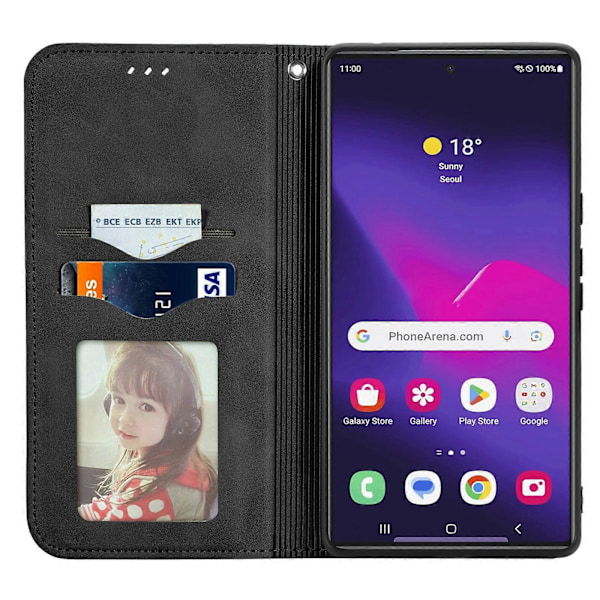 Retro Magnetiskt Läder Skal med Hudkänsla Black For Samsung Galaxy S25 Ultra 5G