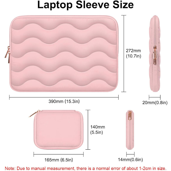 Kannettavan tietokoneen suojatasku 15 15.6 16 tuumaa MacBook 15 tuuman/Pro 16 tuuman, kannettavan tietokoneen kotelo/tabletin suojapussi HP/Dell/Lenovo/Asus/Acer/Samsung Pink