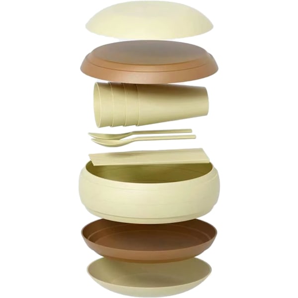 1 Set Plastservis Set Okrossbar Servis Set Utomhus Camping Servis Set Lämplig för Familjemiddagar Camping
