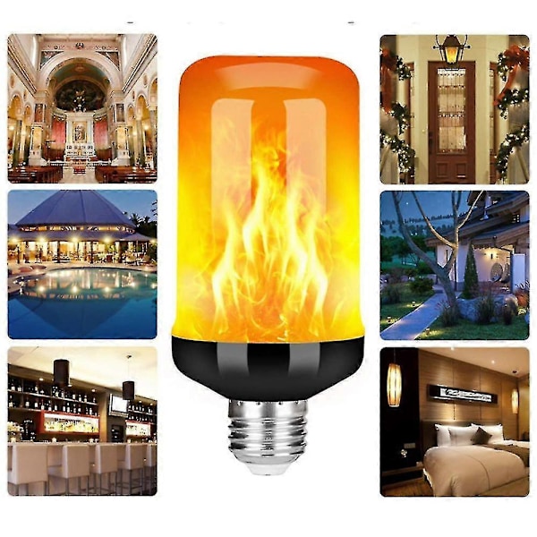LED-lampa med flammande effekt, 4 lägen flimrande glödlampor, E26/E27-sockel, jul 4pcs