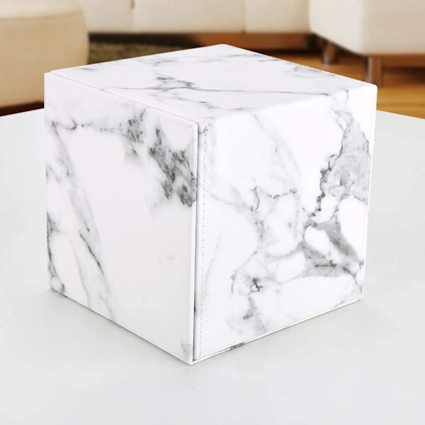 Marmor Tissue Box Hållare - Läder Kub Fyrkantig Tissue Box Omslag Hållare, Hushåll Kontor Tissue Omslag Fodral Pappershållare Servetthållare Skrivbordsorganisatör