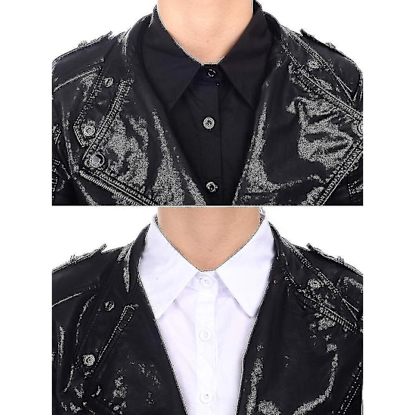 2 Stykker Falsk Krage Avtakbar Bluse Dickey Krage Halv Skjorte Falsk Krage For Kvinner Favør A Only 1 Black