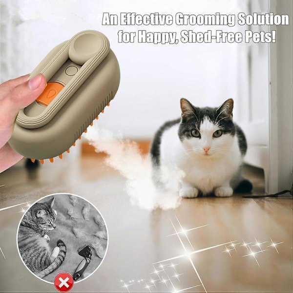 Katt Ångborste 3 I 1 Ångande Kattborste Uppladdningsbar Kattborste Med Spray Hundborste Självrengörande Ångkattborste Multif Whtie