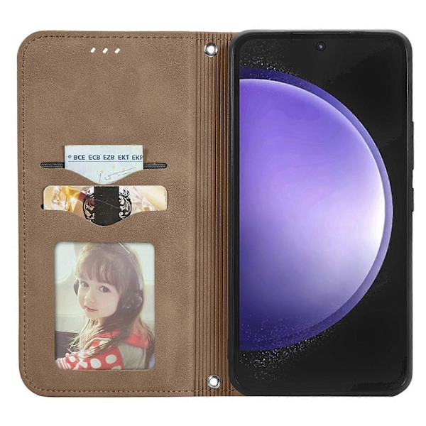 Retro Magnetiskt Läder Skal med Hudkänsla Brown For Samsung Galaxy S23 FE 5G