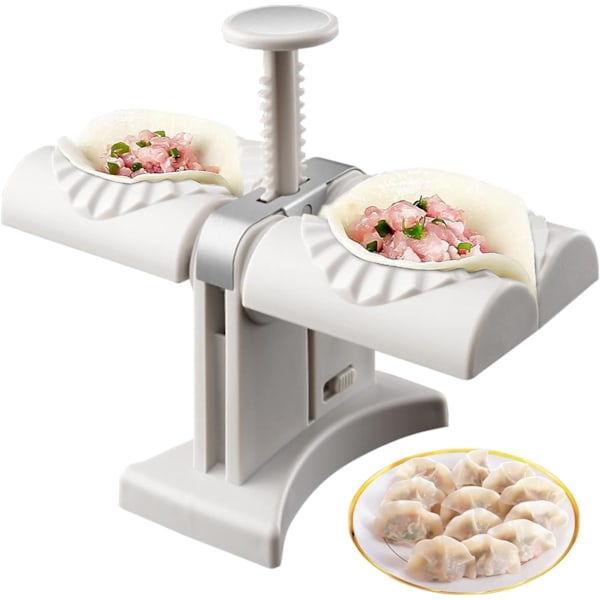 Automatisk Dumpling Maker, Dubbelhuvud Dumpling Press Maskin Form, Rostfritt Stål Köksredskap för Dumpling Tillverkning, Gör Två Åt Gången