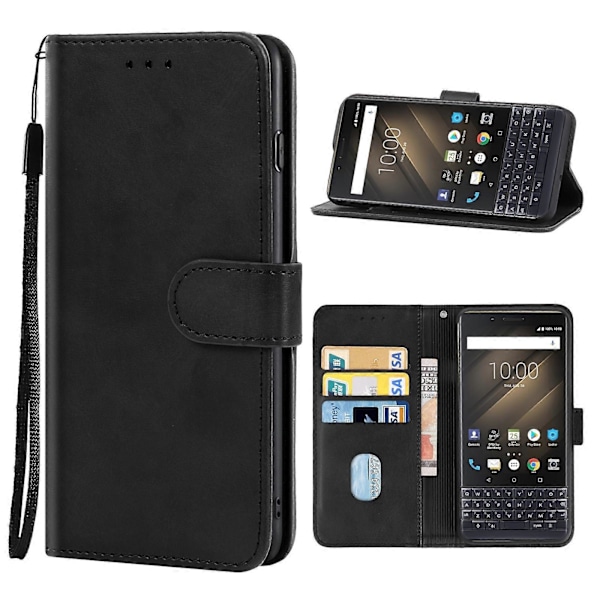 Læder telefoncover til Blackberry KEY2 Black