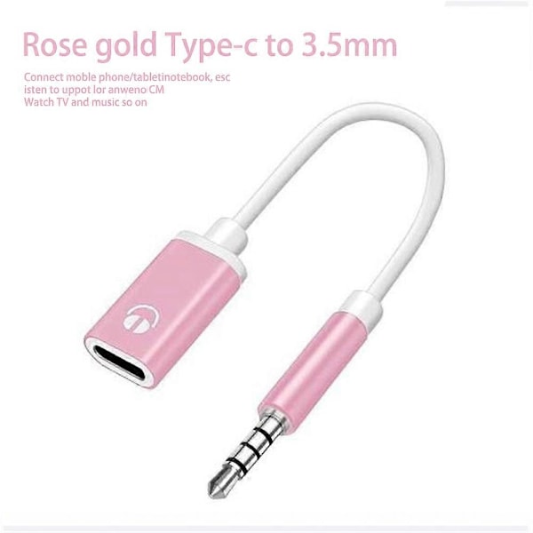 3,5 mm:n uros - Type-c naaras kuulokemuunnin litteä adapteri analoginen pyöreä S5J7 pink