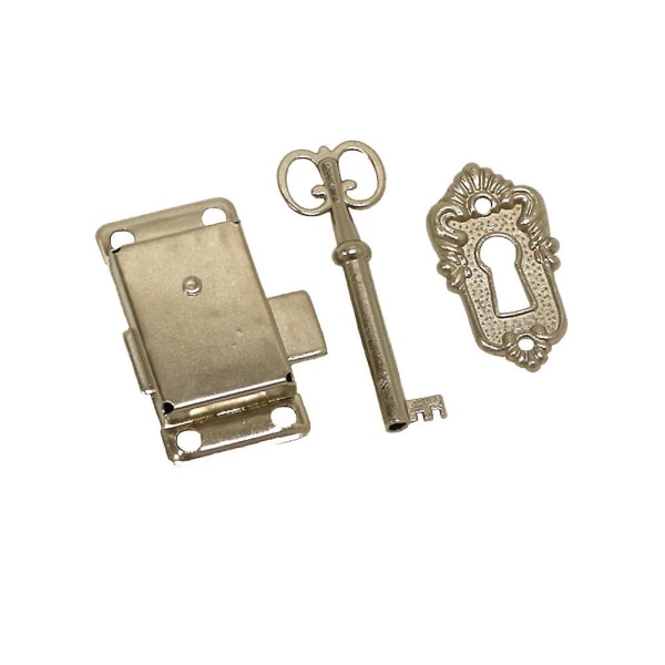 2 Pieces Antique Cabinet Door Lock-white Nickel, Antique Lock Set - Decorative Lock With Keys And Screws - For Mailboxes, Lockers, Cabinets, Toolbox