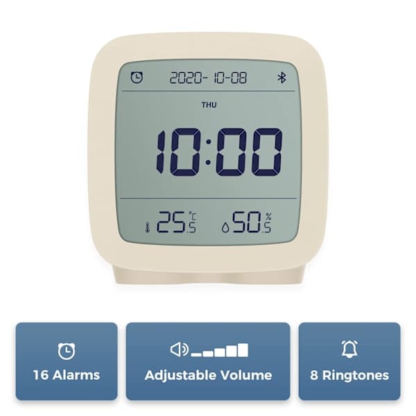 Bluetooth Väckarklocka, App-styrd Digital Smartklocka med Datum, Tid, Temperatur, Luftfuktighet, Snooze-funktion, 16 A,A