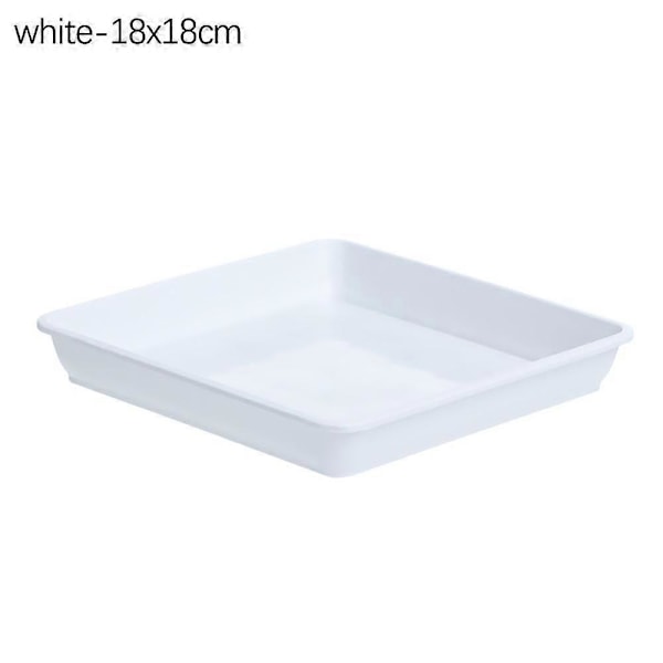Fyrkantig blomkruka i plast, kraftig växtbricka, droppbrickor för inom- och utomhusbruk, plastbrickor white 18x18cm