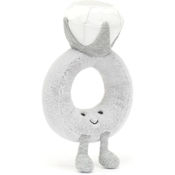 Jellycat Amuseables Diamant Ring Plyslegetøj, 20 cm | Vielsesring Plys | Forlovelses- og Bryllupsgave