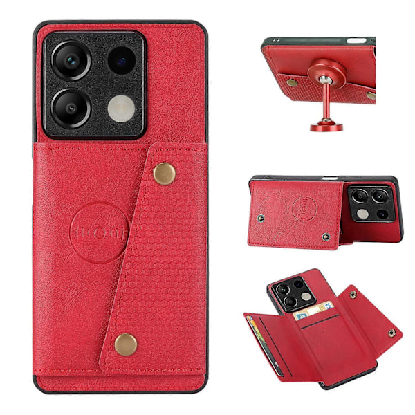 För Xiaomi Redmi Note 13 5G Fodral PU Läder+TPU Anti-fall Telefonskal med Korthållare Style E