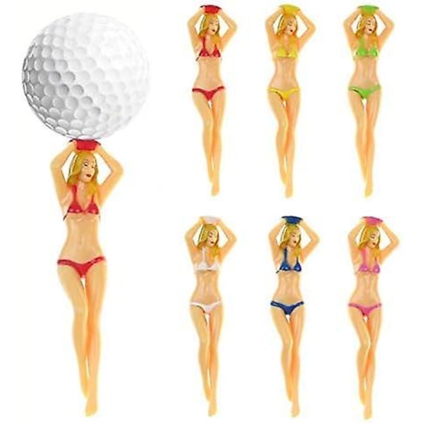 5 morsomme golf-tees med bikinikledde damer, 76 mm (3 tommer) plast-tees med pin-up-motiv, golf-tees for kvinner til trening, golftilbehør