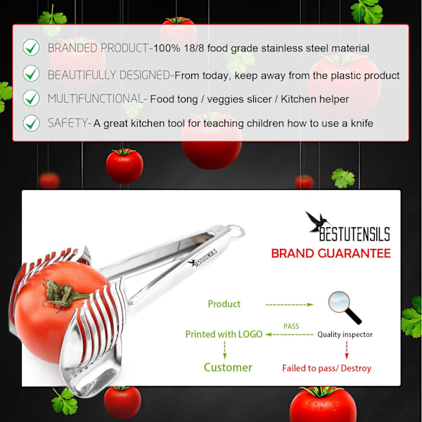 Tomatskärare Citronskärare 18/8 Rostfritt Stål Multifunktionella Runda Frukttänger Lökhållare Enkel Skivning Kiwi Frukter & Grönsaksverktyg Köksredskap