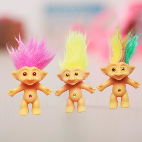 10cm Troll Docka Modell Färgad Långt Hår Dam Docka Miniatyr Figurin Ornament Härliga Leprocauns Ful Alv Docka Actionfigur Hobby Green