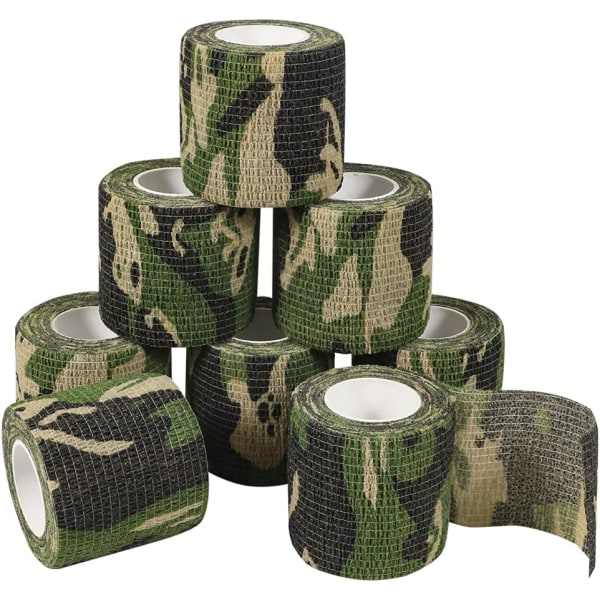 8 Rolls Camouflage Cohesive Tape Självhäftande bandage Camo