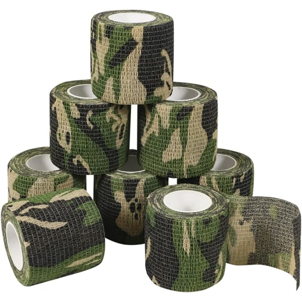 8 Ruller Camouflage Sammenhængende Tape Selvklæbende Bandage Camo