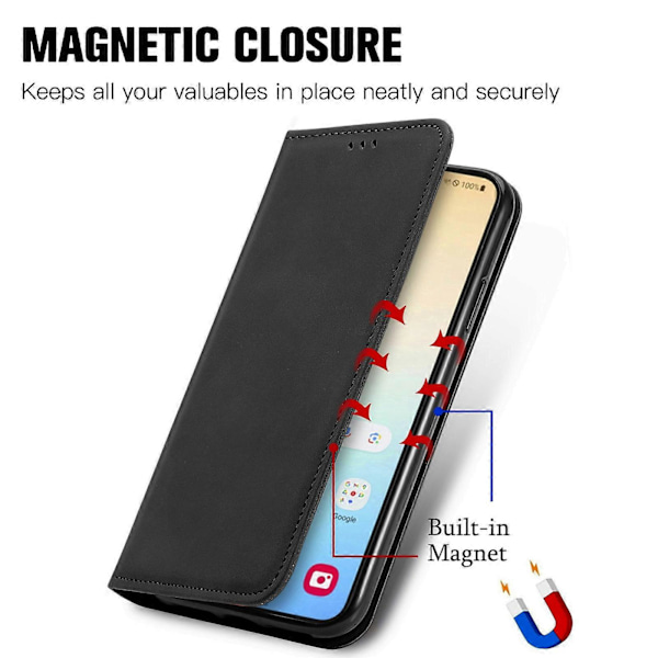 Retro Magnetiskt Läder Skal med Hudkänsla Black For Samsung Galaxy S24+ 5G