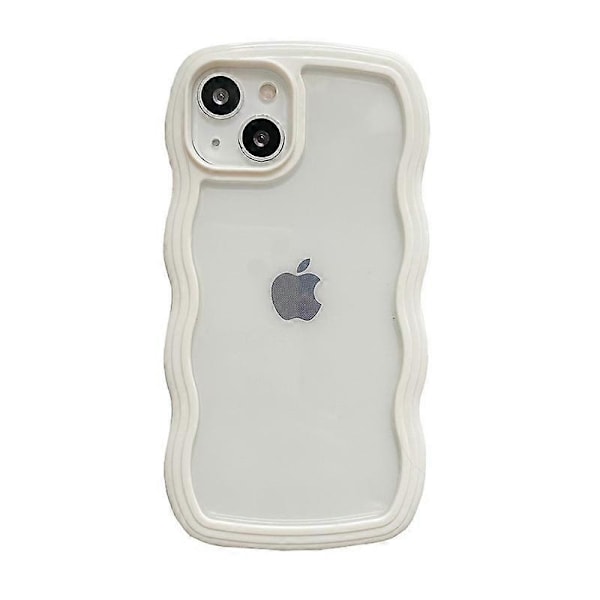Klart deksel for iPhone 15 6.1 tommer, Søtt gjennomsiktig krøllete bølgeramme estetisk design mykt TPU støtfangerdeksel, for kvinner G
