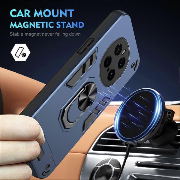 För Honor Magic7 Pro 5G Skal PC TPU Fallskydd Telefonfodral med Ringstativ - Blå Blue