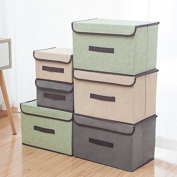Foldbare Opbevaringskasser Opbevaringsbokse Med Låg Og Håndtag Opbevaring - Light Green - S
