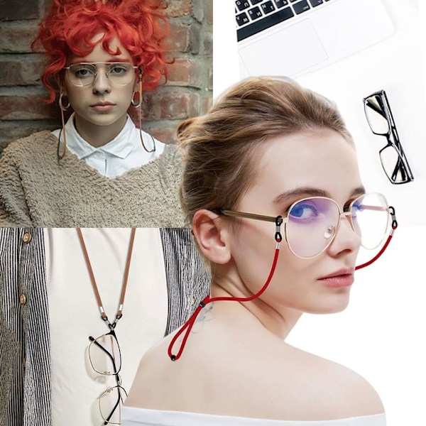 3 st Unisex Glasögonband - Universal Läder Glasögonkedja Snodd Halkfria Glasögonband Glasögonkedja Justerbara Glasögon