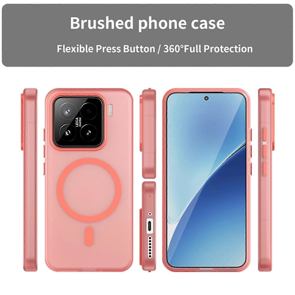 Til Xiaomi 15 Cover Kompatibel med MagSafe TPU PC Slankt Mat Gennemskinneligt Telefon Cover - Rød Red