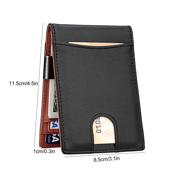 Pengaklipp Lommebok Herre Slim Frontlomme RFID-Blokkerende Kortholder Bifold Lommebok