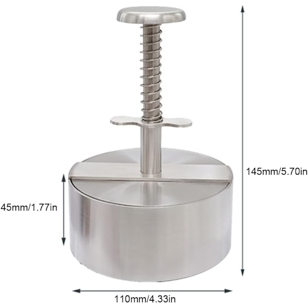 Justerbar Burgerpress Hamburgare Patty Maker med Fjäderknapp, Rostfritt Stål Non-Stick Fylld Hamburgare Press Maker 11cm
