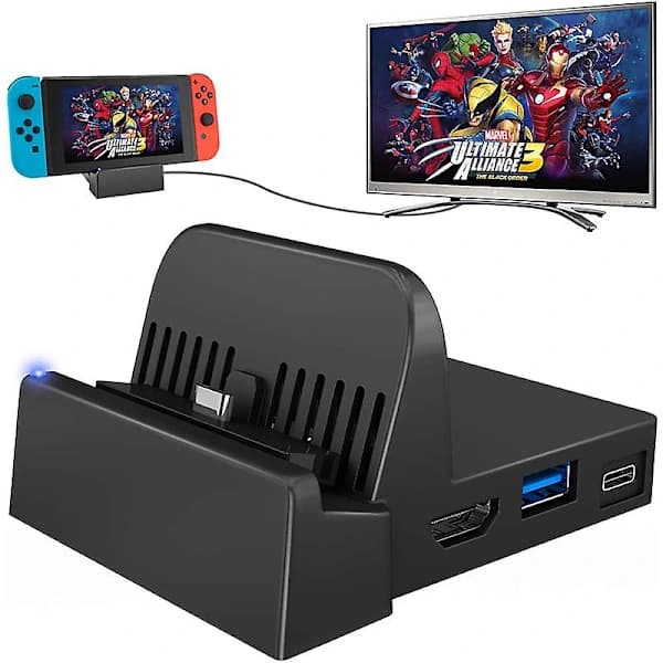 Bærbar Mini Switch TV Dockingstasjon - Ladestativ Erstatning for Switch, Kompakt Dokk.SA