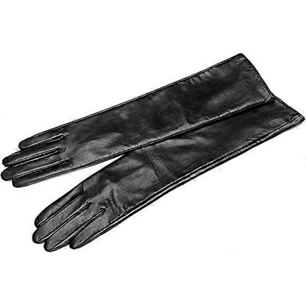 Långa läderhandskar för damer Vinter Touchscreen Opera Aftonklänning Körhandskar Armbågslängd för damer 1set svart