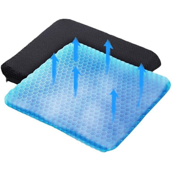 Gel Sittdyna - Tjock, Andningsbar, Sval Honungskaks Gelkudde, Används för Rygg och Ischias - Lämplig för Kontorsstolar, Bilar 38x32cm