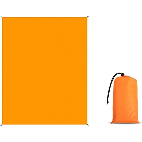 Strandmåtte, Picnic Tæppe Vandtæt 140X200 Cm Picnic Tæppe Strandmåtte Egnet Til Strand Camping Vandring Kompakt Letvægt Orange