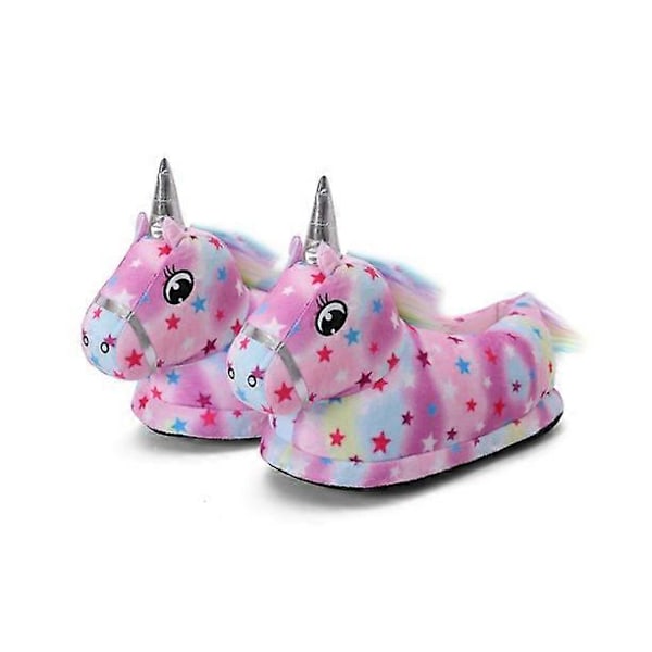 3-12 Vuotta Talvi Yksisarvis Tossut Vauva Poika Tyttö Tossut Pehmeät Pehmo Makuuhuone Kotitossut Sisätiloihin Karvaiset Vauva Lapset Colorful Purple S(Length 22cm)