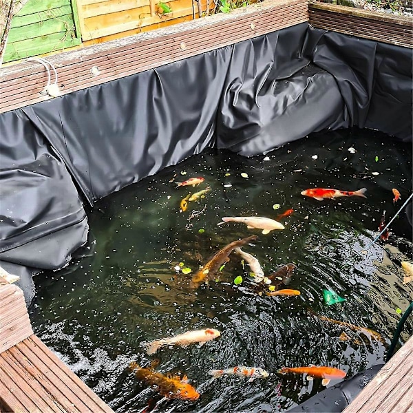 7x10 Ft Damfolie, HDPE Tykkelse Fiskedamfolie til Udendørs Damme, Damfolie til Vandfald, Fisk Sort