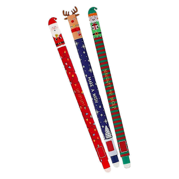 3 stk. Jule Viskelæder Gel Pen Få Fejl til at Forsvinde Julemand Rensdyr Børne Design Viskelæder Pen til Tegning Skrivning 3pcs