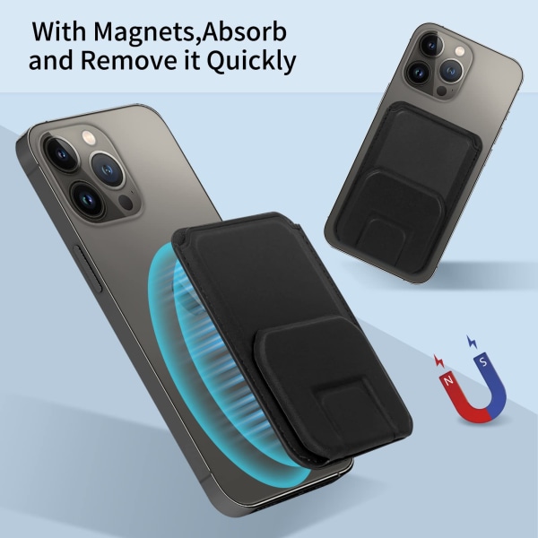 1 MagSafe plånbok magnetiskt phone case som fungerar som en avtagbar telefonkortklämma, kompatibel med iPhone 12/13 Pro| Pro MAX, svart