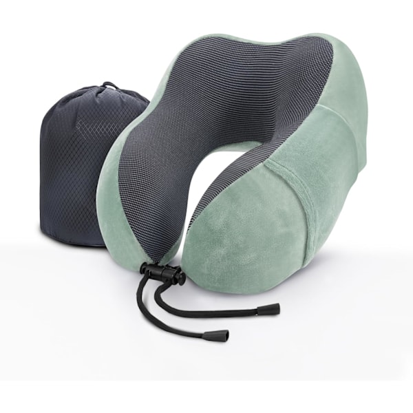 Resekudde Nackkudde Memory Foam Mjuk Komfort och Stöd Rese Flyg Nackkuddar, U-formad Kudde för Sömn Green