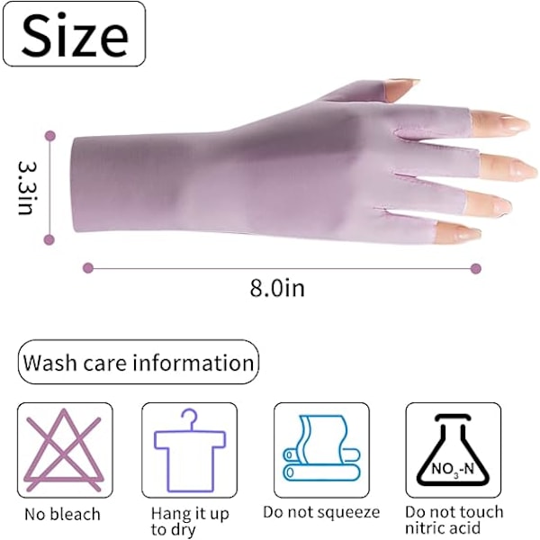 UV-skyddshandskar för kvinnor, 2 par, sommar, andningsbara solskyddshandskar i is-silke, halvfinger för ridning, golf, fiske, cykling Beige purple
