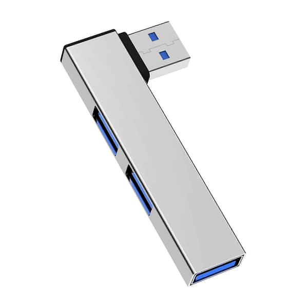 90 Graders USB Type C Hub Dokkingstasjon 4 Port Datatransfer Utvider, Rask USB3.0 for PC Laptop Sølv Silver