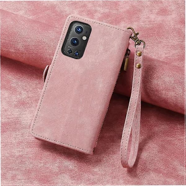 OnePlus 9 Pro Flip Pung Læderetui Forretningsstil Stødsikkert Beskyttelse Pink.SA