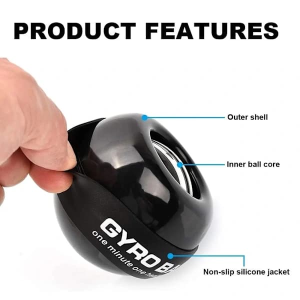 Træn Forstærk Håndled Gyroskop Gyro Power Ball Fidget Sort