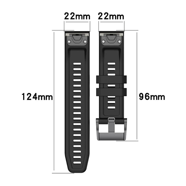 Silikonearmbånd til Garmin Fenix 7 22mm - Sort