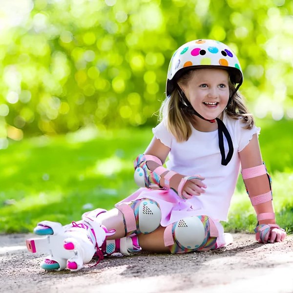 (M) Børns Rulleskøjteløbsbeskyttelse Inline Skate Knæbeskytter til Piger med Håndledsbeskyttere, Knæbeskyttere og Albueskyttere til Rulleskøjter, Cykling, BMX Cykel, Skat