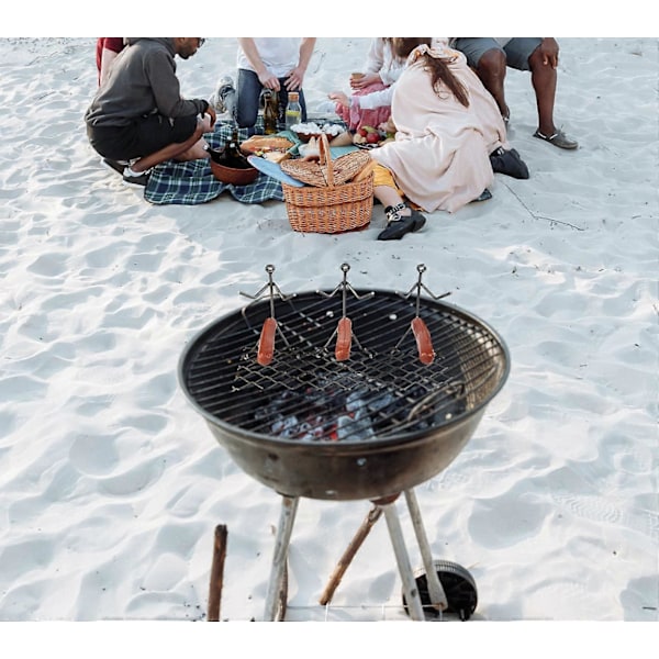 Hot Dog -paahtaja, ruostumattomasta teräksestä valmistettu kolmen miehen tikkuhahmo-grilli, hauska grillauslahja isälle, miehille - 1 kpl