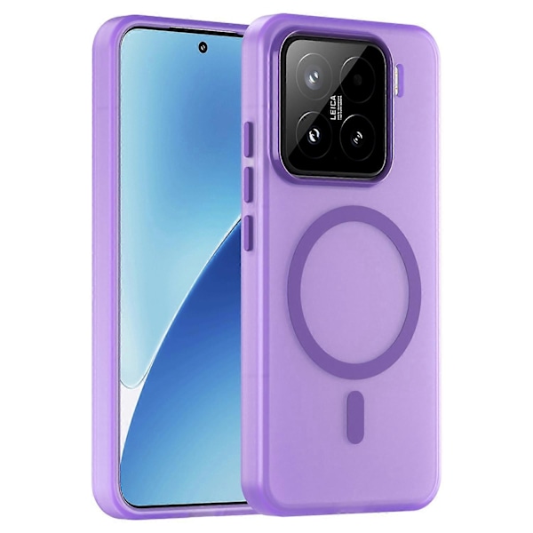 For Xiaomi 15 Deksel Kompatibelt med MagSafe TPU PC Slim Matt Gjennomsiktig Telefondeksel - Mørk Lilla Dark Purple