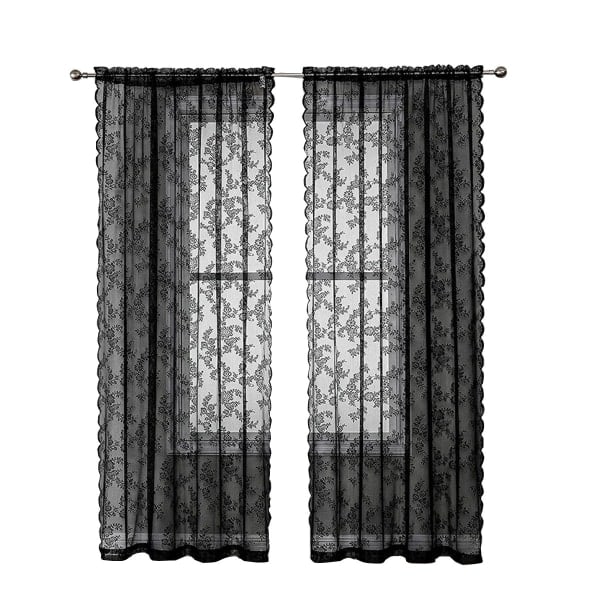 Svarta spetsgardiner 2 st svarta 100 x 200 cm svarta 100 x 200 cm