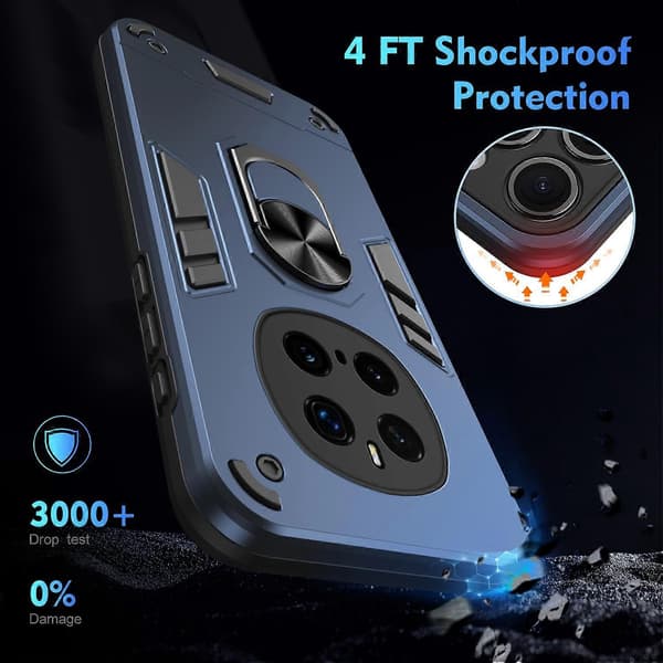 För Honor Magic7 Pro 5G Skal PC TPU Fallskydd Telefonfodral med Ringstativ - Blå Blue