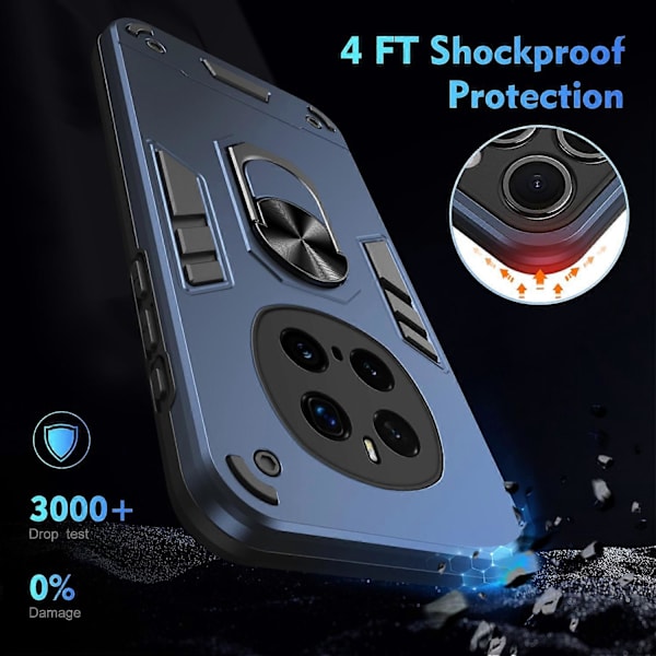 Honor Magic7 Pro 5G -kotelo PC TPU pudotussuojalla ja sormuksella varustettu jalusta - Sininen Blue