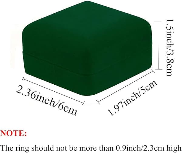 Sammet Ringbox med LED-ljus Smyckesdisplay Presentförpackning för Frieri, Förlovning, Bröllop Emerald